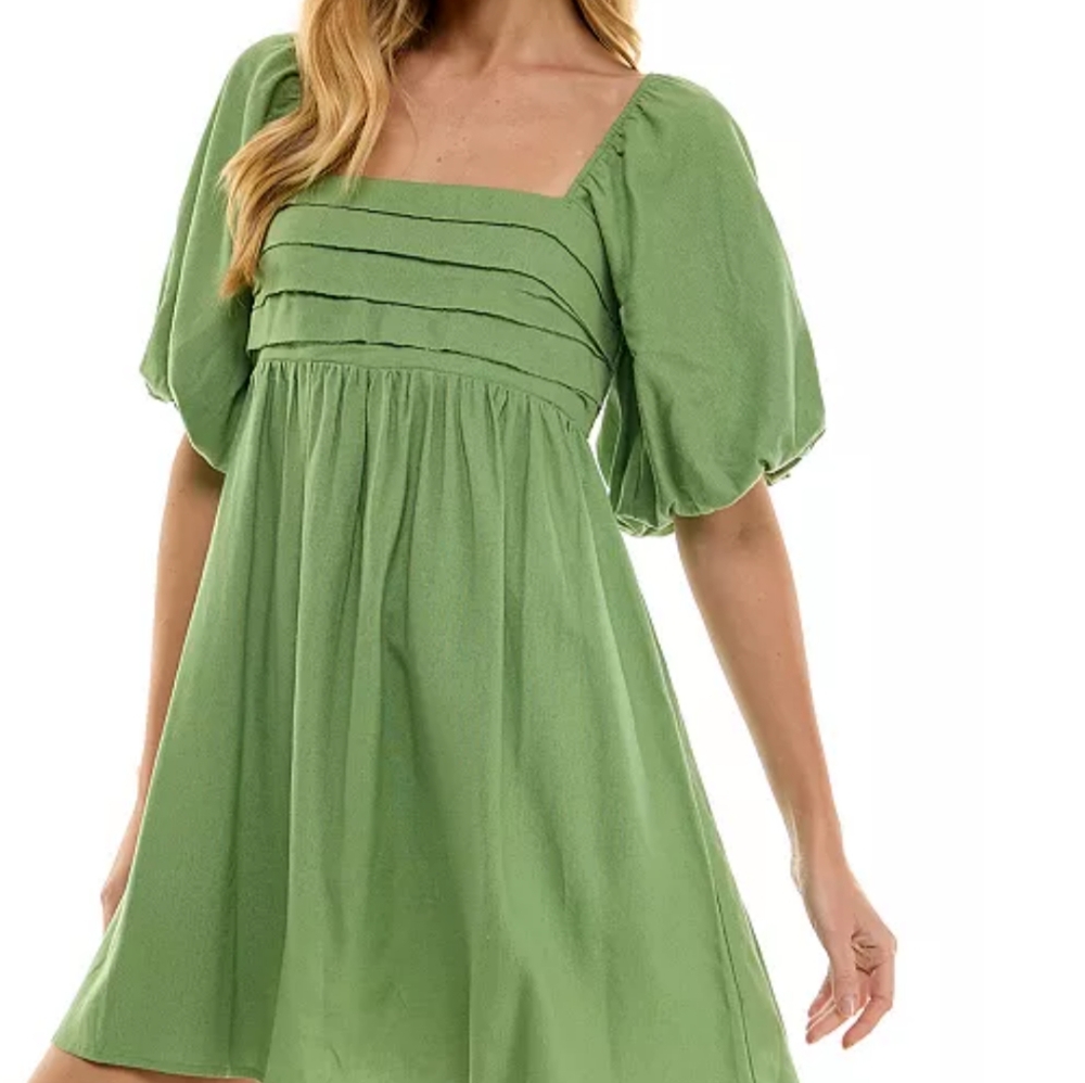City Studios Juniors' Balloon-Sleeve Babydoll Dress. Size M - Picture 3 of 12